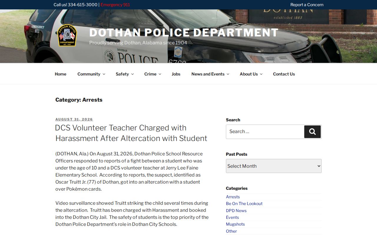 Dothan arrest records on the official police archive