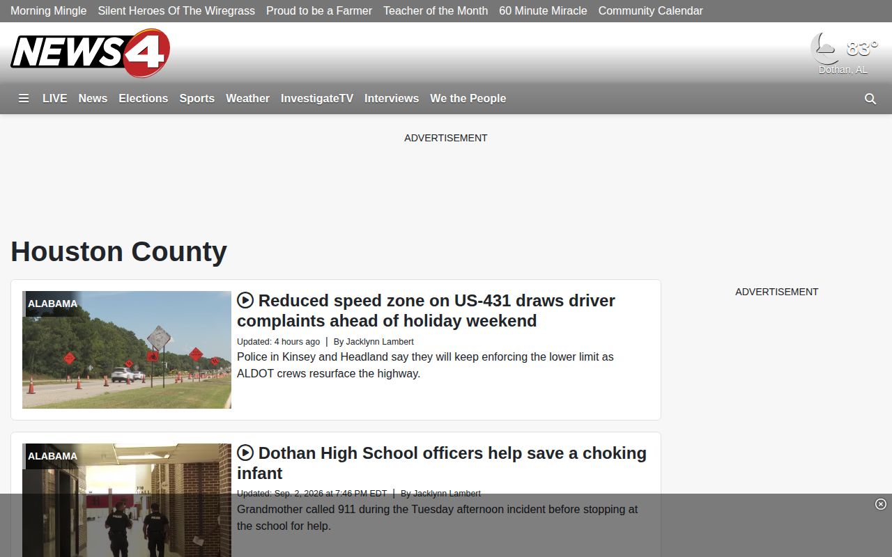 WTVY Houston County local news section